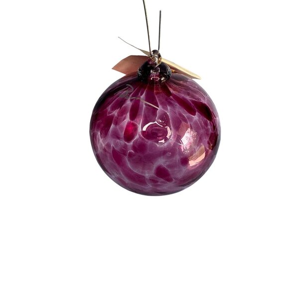 Handblown Spirit Ball Signed By Bruce Grauf 3.5" Purple Glass Ornament Made In U - Picture 5 of 6